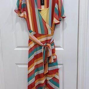 City Chic Multicolor Striped Asymmetrical Dress